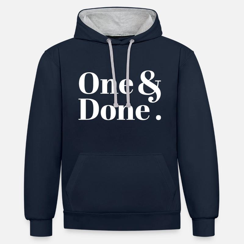 Un et terminé - Sweat à capuche contrasté - bleu marine/gris chiné