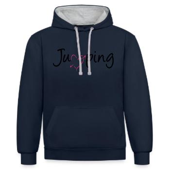 jumping trampoline girl jump jump gift - Contrast hoodie - navy/heather grey - Front - Nico (186cm)