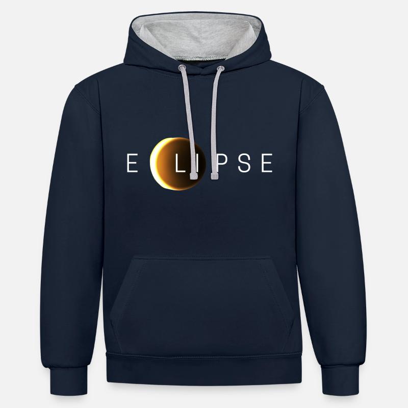 Éclipse solaire - Sweat à capuche contrasté - bleu marine/gris chiné
