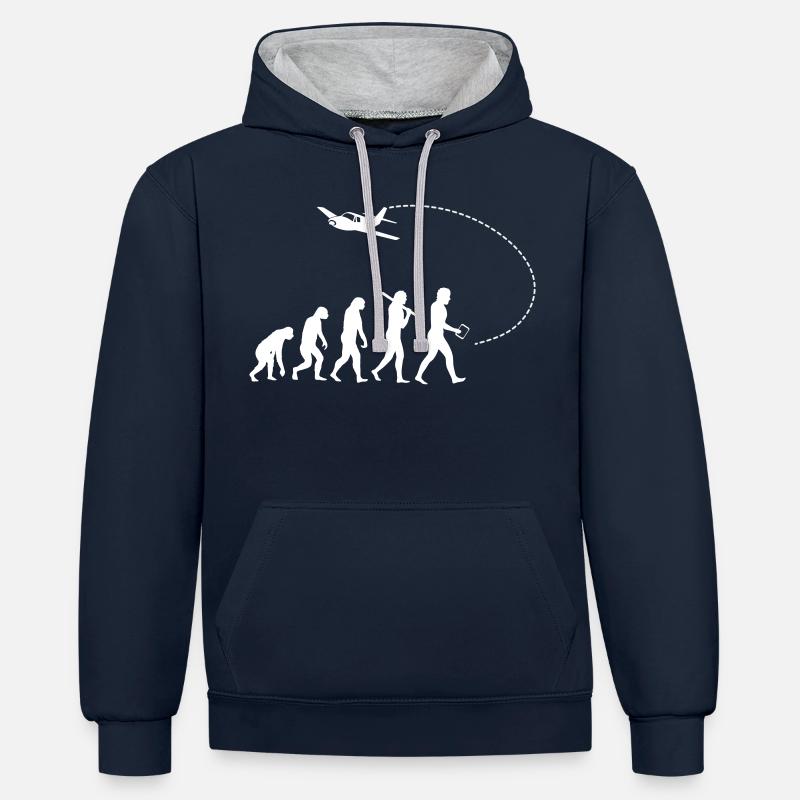 Évolution du projet pilote - Sweat à capuche contrasté - bleu marine/gris chiné