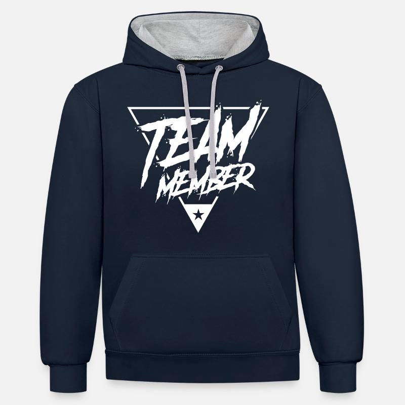 team member triangle - Sweat à capuche contrasté - bleu marine/gris chiné