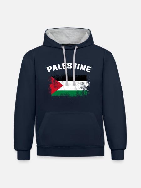Palestine - Contrast hoodie - navy/heather grey