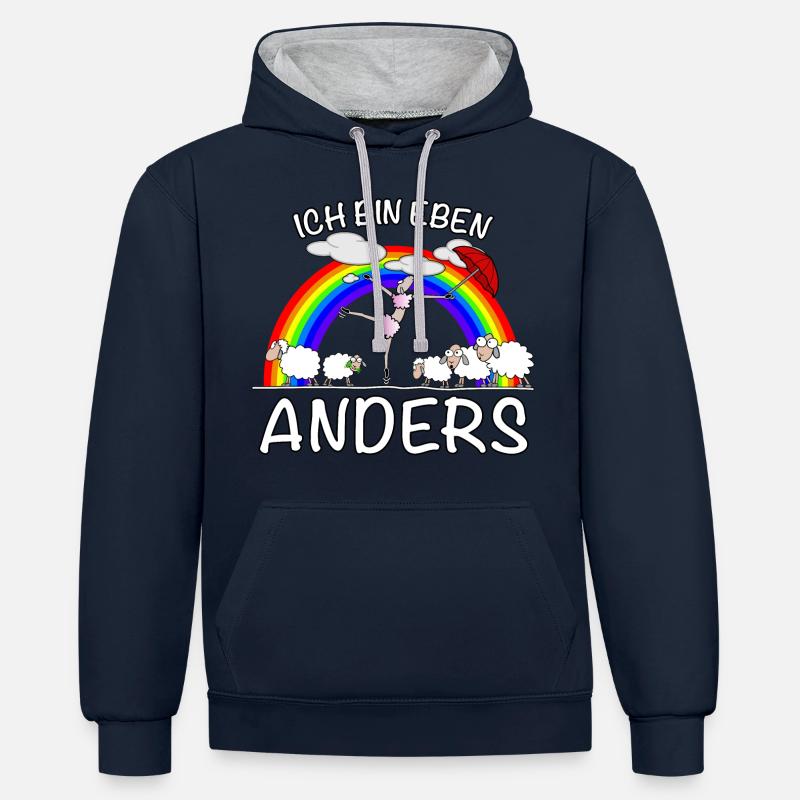 Ich bin anders - Kontrast-Hoodie - Navy/Grau meliert