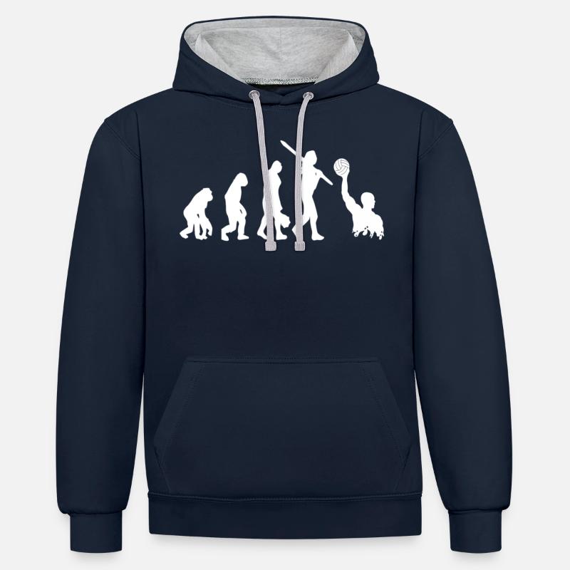 Wasserball Evolution - Kontrast-Hoodie - Navy/Grau meliert