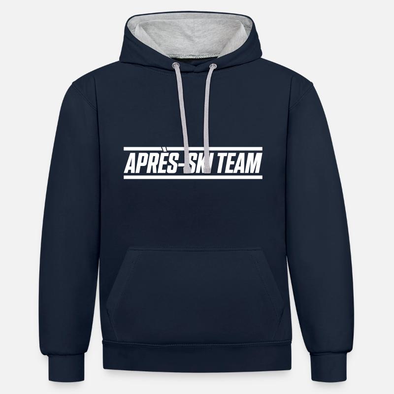 Soirée d'équipe après-ski - Sweat à capuche contrasté - bleu marine/gris chiné