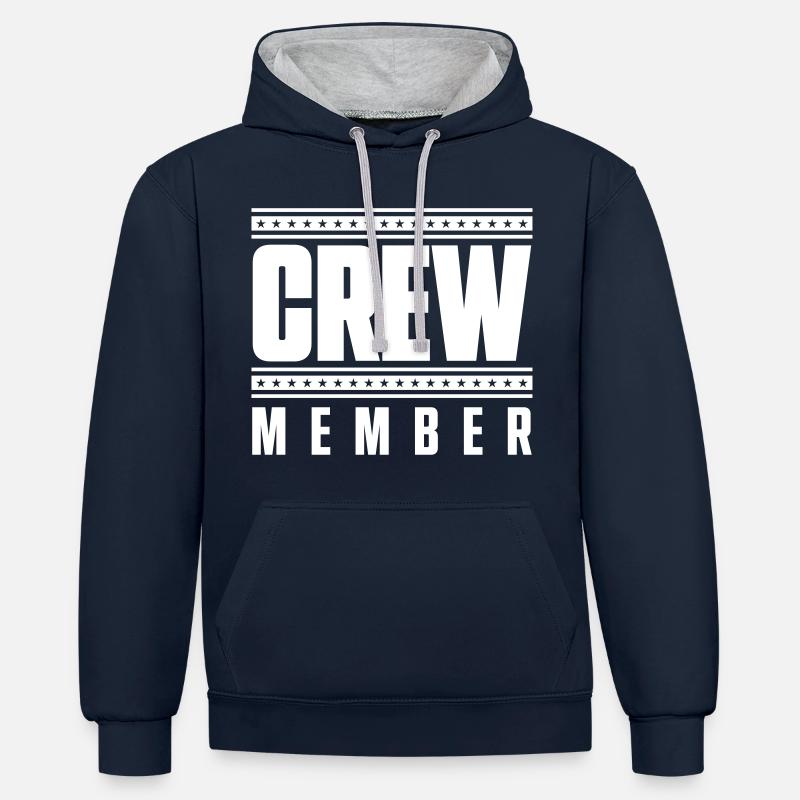 crew strichstrich membre - Sweat à capuche contrasté - bleu marine/gris chiné