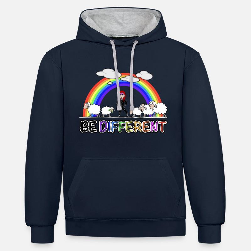 Soyez différent - Sei Anders - Sweat à capuche contrasté - bleu marine/gris chiné