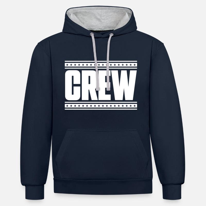 équipage, ligne pointillée - Sweat à capuche contrasté - bleu marine/gris chiné