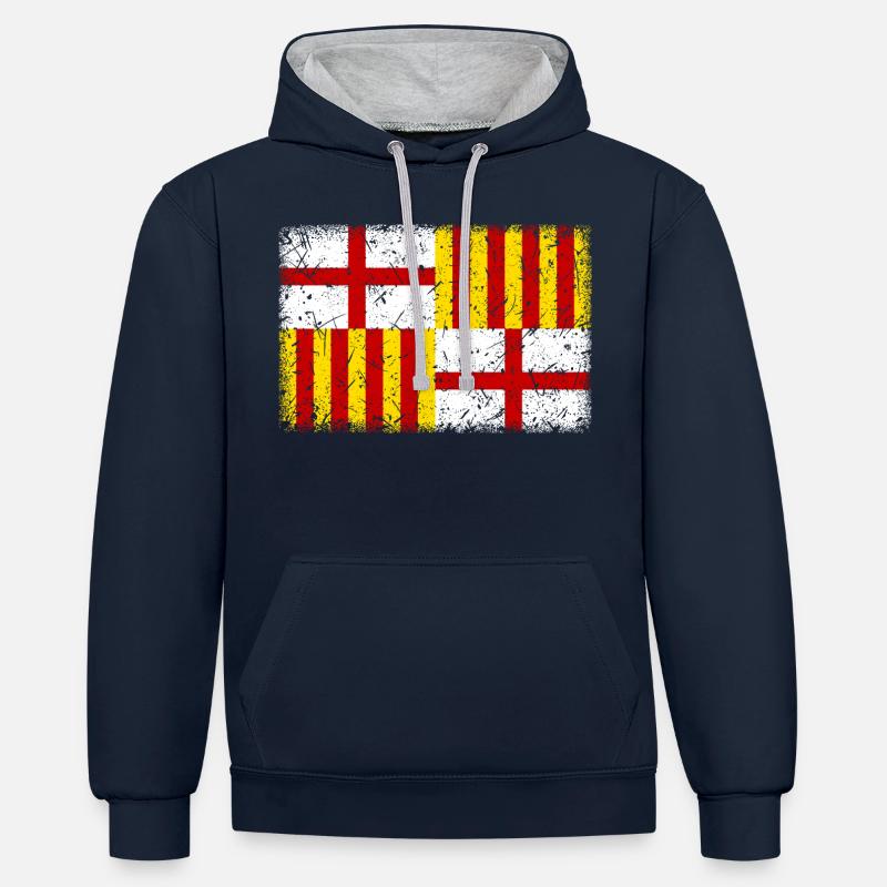 Barcelone - Sweat à capuche contrasté - bleu marine/gris chiné