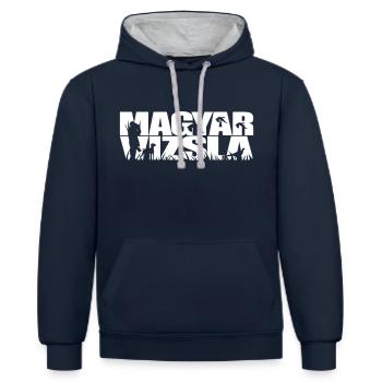 MAGYAR VIZSLA Jagdhund - Kontrast-Hoodie - Navy/Grau meliert - Vorne - Nico (186cm)
