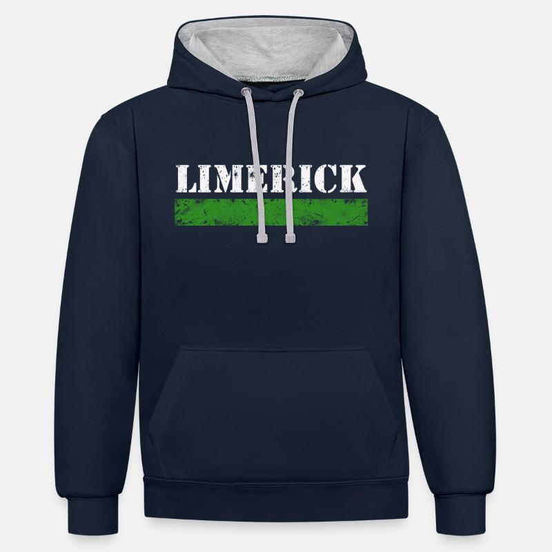Limerick - Sweat à capuche contrasté - bleu marine/gris chiné