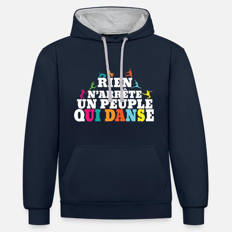 Rien n'arrête un peuple qui danse - danseur - Sweat à capuche contrasté - bleu marine/gris chiné