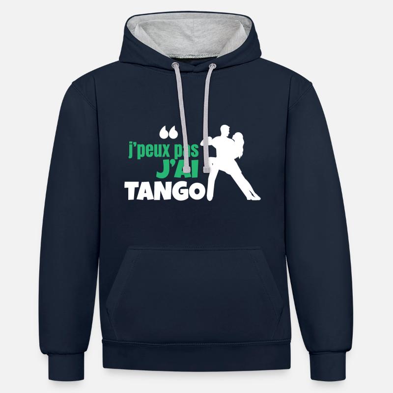 J'peux pas j'ai tango - Sweat à capuche contrasté - bleu marine/gris chiné