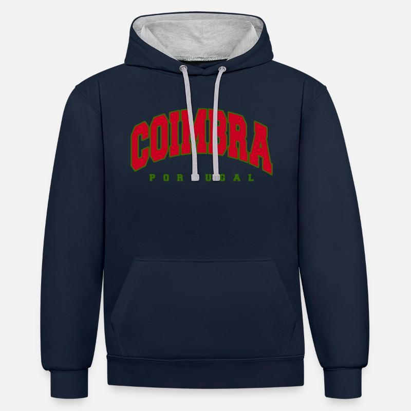 Coimbra - Sweat à capuche contrasté - bleu marine/gris chiné