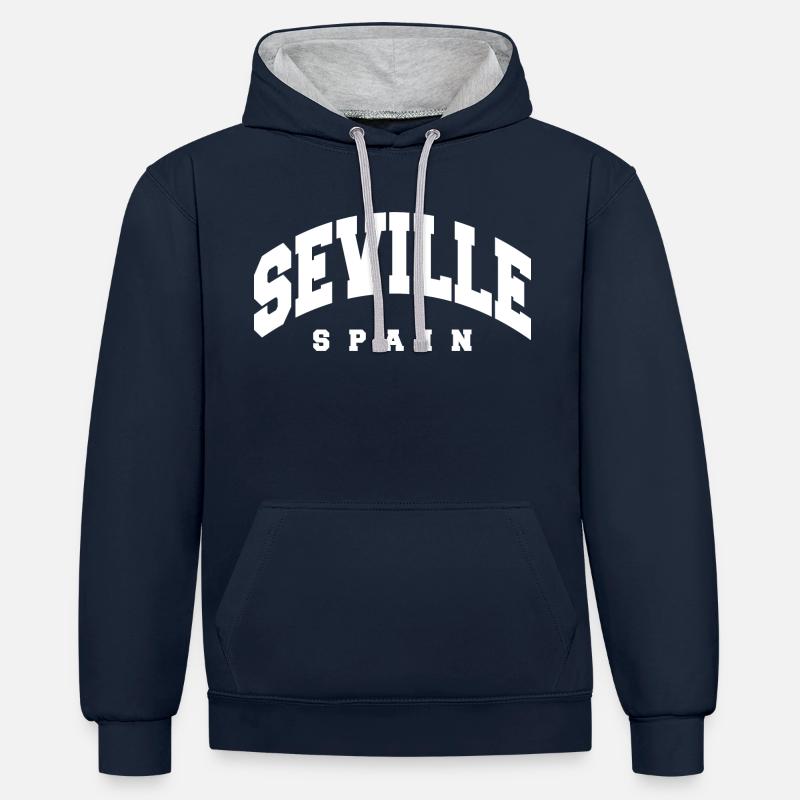 Séville - Sweat à capuche contrasté - bleu marine/gris chiné