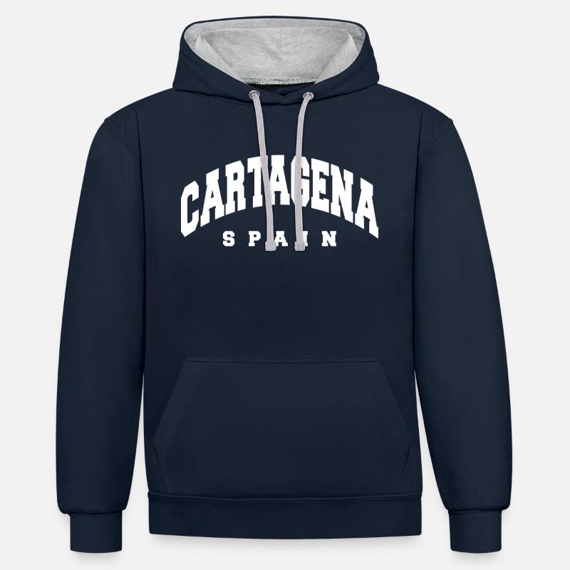 Carthagène - Sweat à capuche contrasté - bleu marine/gris chiné