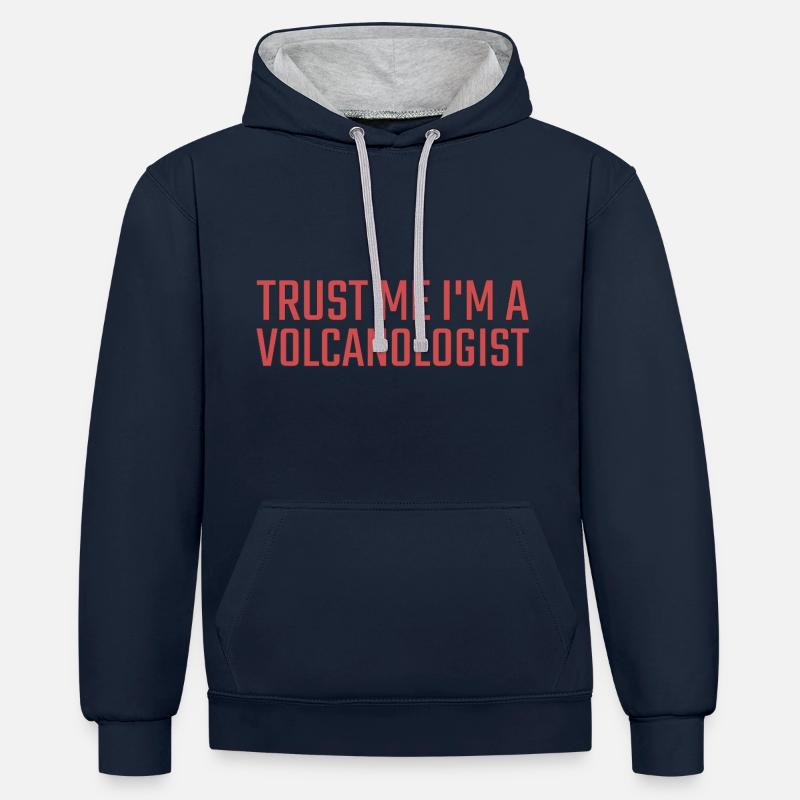 Volcanologue Faites-moi confiance Volcanologie - Sweat à capuche contrasté - bleu marine/gris chiné