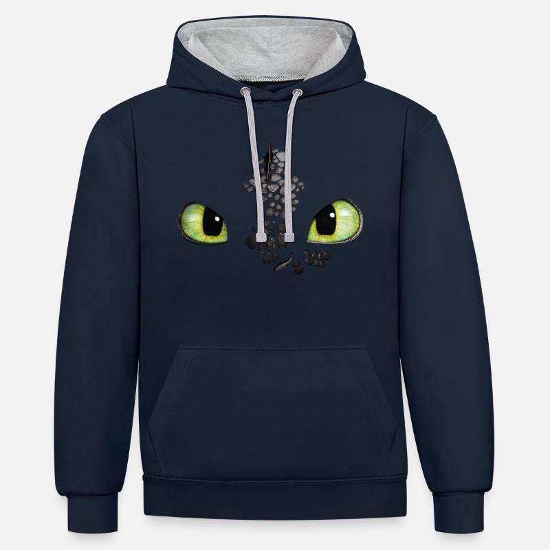 Cómo entrenar a tu disfraz de dragón desdentado fácil - Sudadera con capucha contraste - azul marino/gris jaspeado