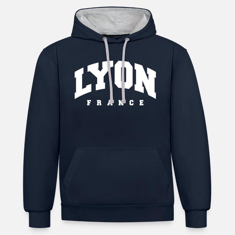 Lyon - Sweat à capuche contrasté - bleu marine/gris chiné