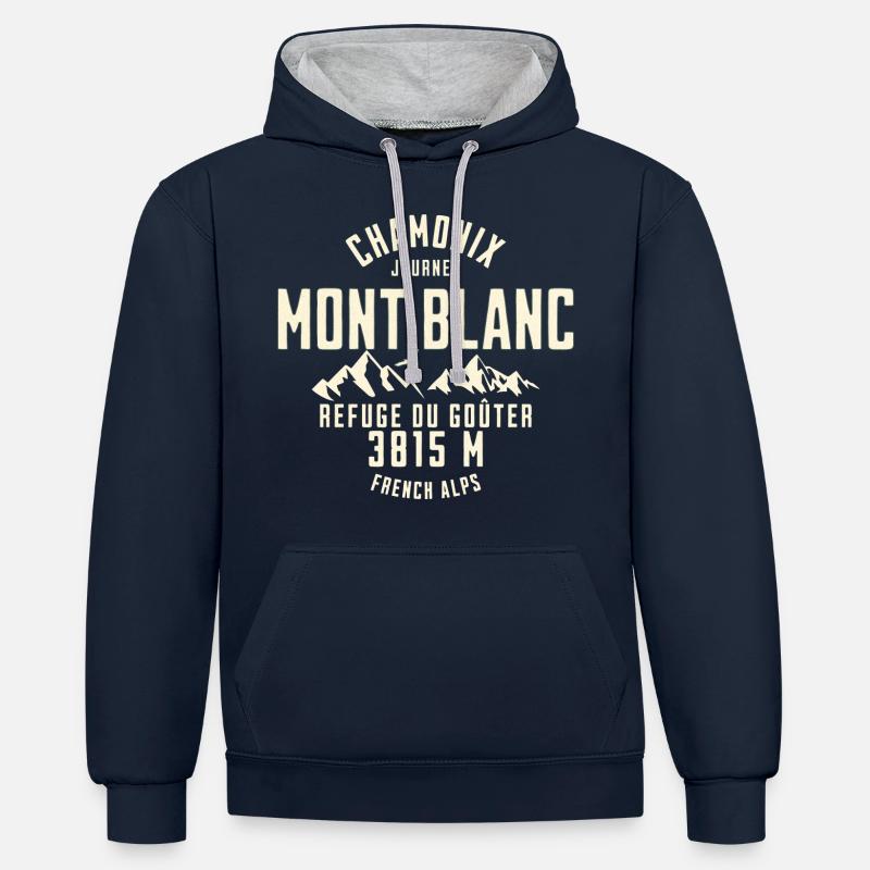 Chamonix journey Base camp - Sweat à capuche contrasté - bleu marine/gris chiné