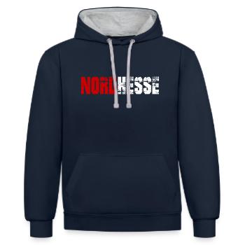 Hesse du Nord Hesse du Nord - Sweat à capuche contrasté - bleu marine/gris chiné - Devant - Nico (186cm)