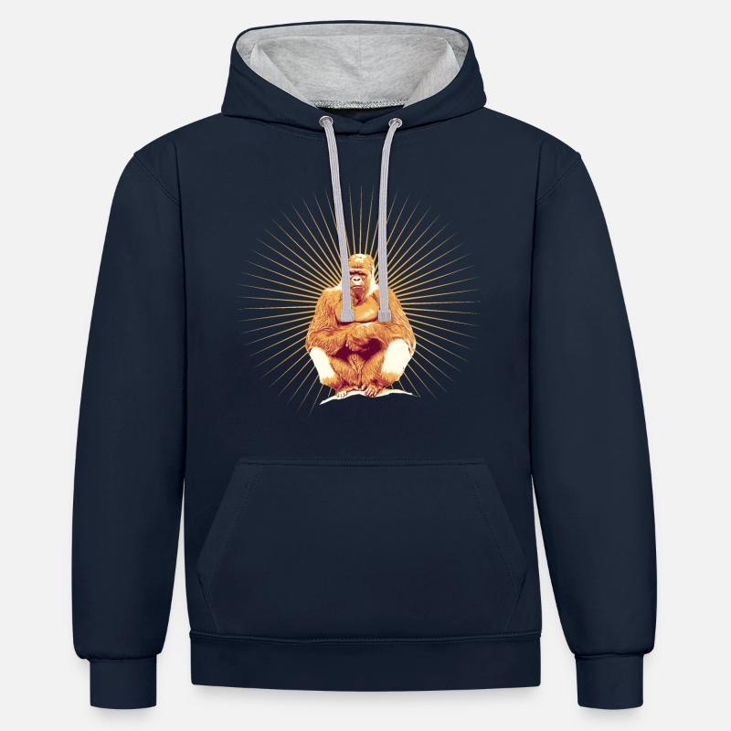 Gorilla Retro - Sweat à capuche contrasté - bleu marine/gris chiné