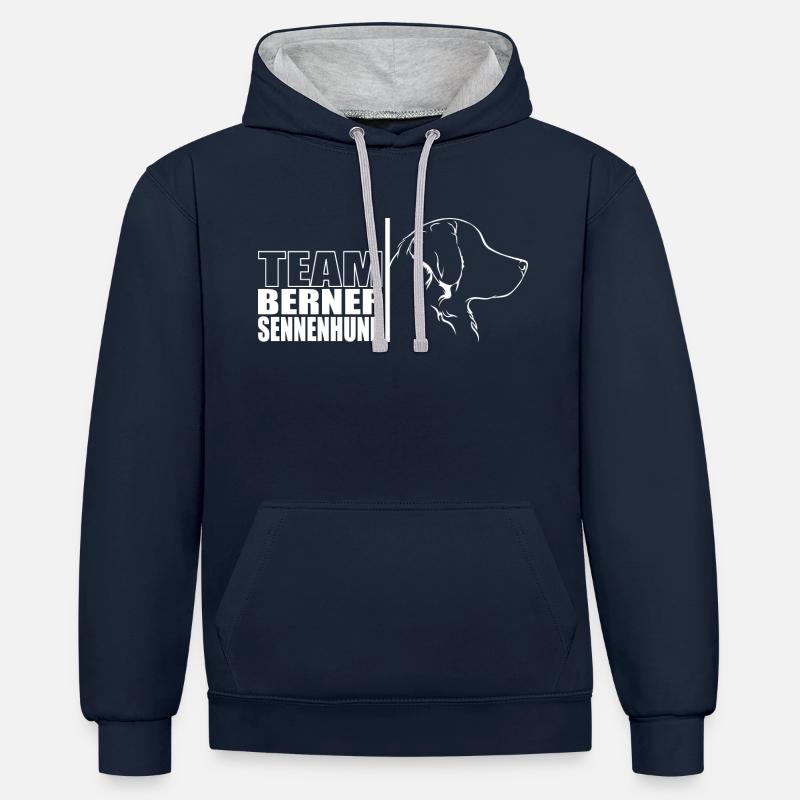 ÉQUIPE Bouvier Bernois Chien Wilsigns - Sweat à capuche contrasté - bleu marine/gris chiné