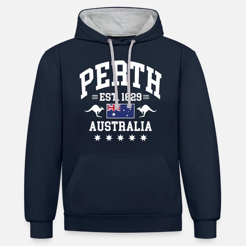 Perth - Sweat à capuche contrasté - bleu marine/gris chiné