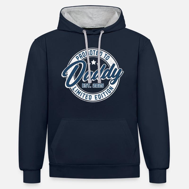 Promotion à papa 2025 - Sweat à capuche contrasté - bleu marine/gris chiné