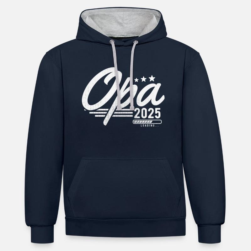 Opa 2025 loading - Kontrast-Hoodie - Navy/Grau meliert