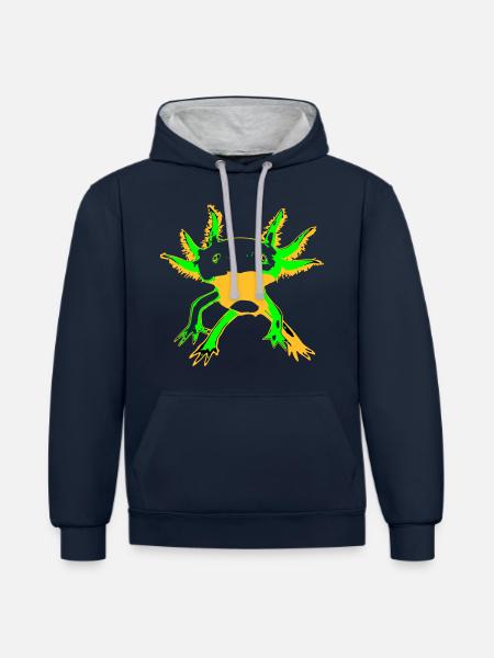 axolotl - Kontrast-Hoodie - Navy/Grau meliert