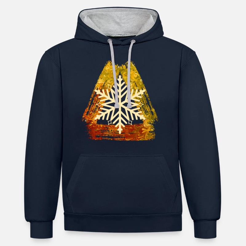 Flocon de neige E 99 - Sweat à capuche contrasté - bleu marine/gris chiné