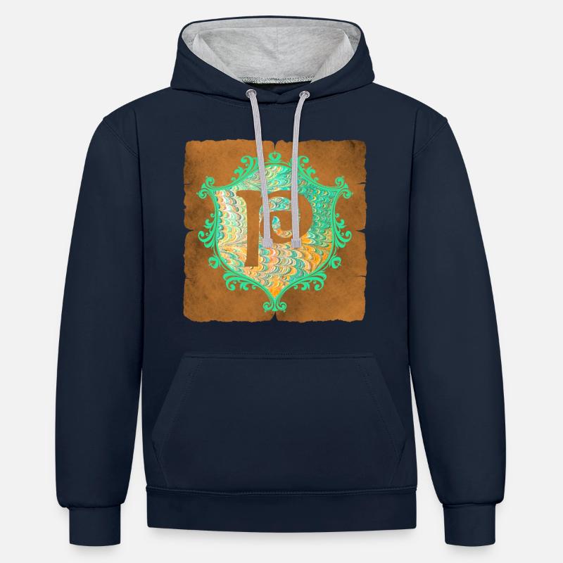 E 36 P - Sweat à capuche contrasté - bleu marine/gris chiné