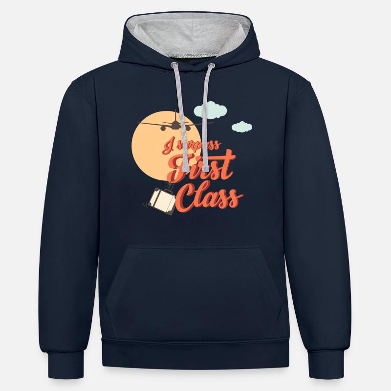 Ich übertreffe first class - Kontrast-Hoodie - Navy/Grau meliert