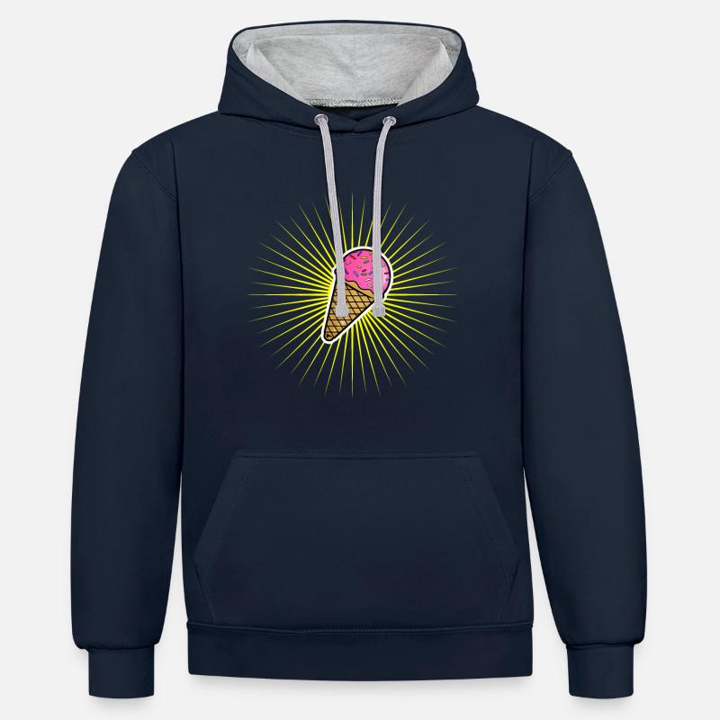 Ice Cream Star - Sweat à capuche contrasté - bleu marine/gris chiné