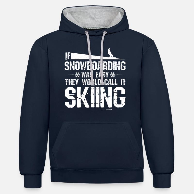 Snowboard Snowboard Snowboard - Sweat à capuche contrasté - bleu marine/gris chiné