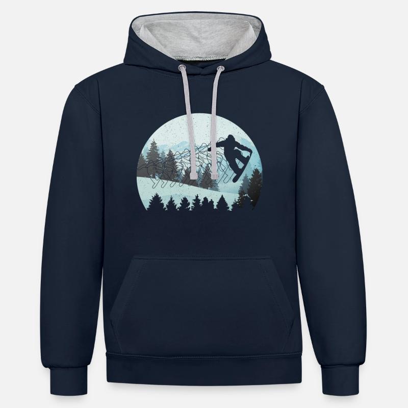 Snowboard Snowboard Snowboard - Sweat à capuche contrasté - bleu marine/gris chiné