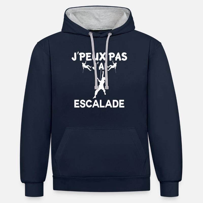 J'peux pas j'ai escalade - Sweat à capuche contrasté - bleu marine/gris chiné