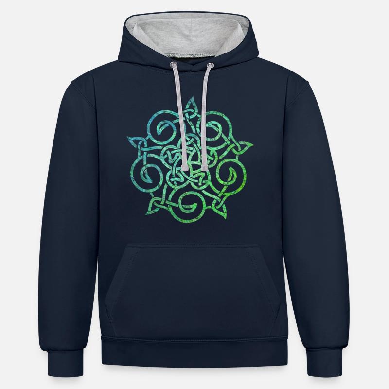 noeud celtique 20 e 5 - Sweat à capuche contrasté - bleu marine/gris chiné