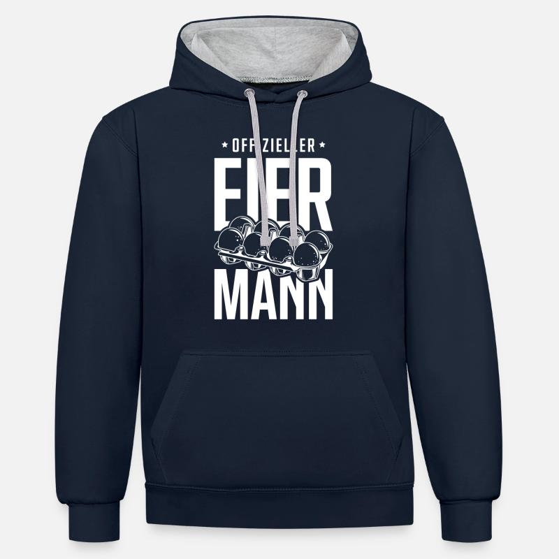 Offizieller Eiermann Eier - Kontrast-Hoodie - Navy/Grau meliert