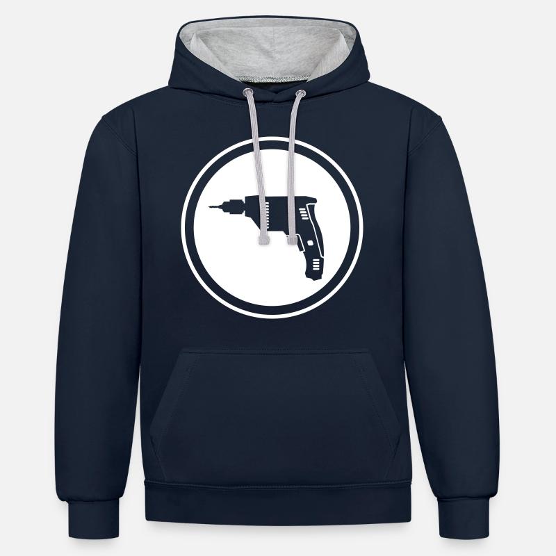 Forer - Sweat à capuche contrasté - bleu marine/gris chiné