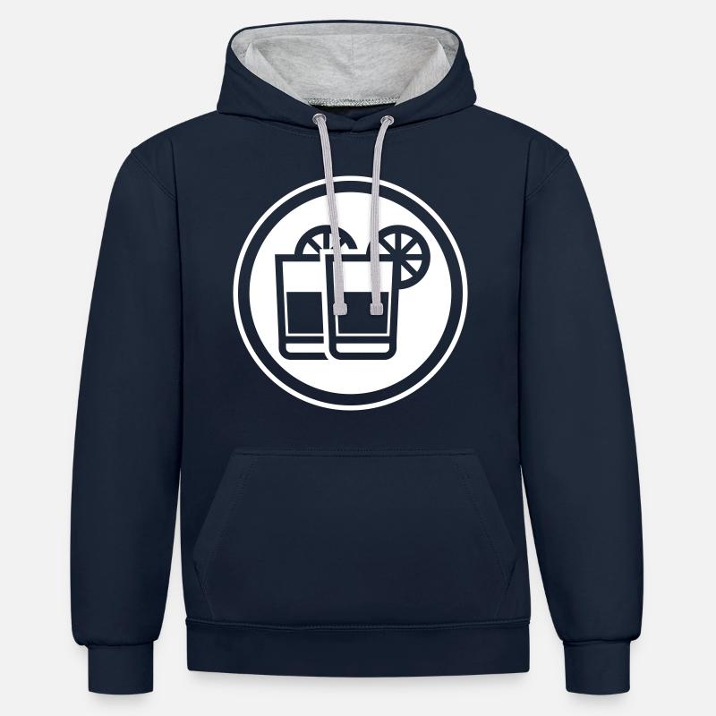 Icône de cocktail - Sweat à capuche contrasté - bleu marine/gris chiné