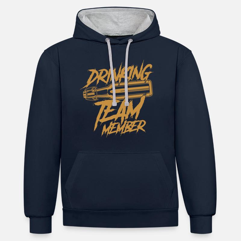 Drinking Team Member Bierflasche - Kontrast-Hoodie - Navy/Grau meliert