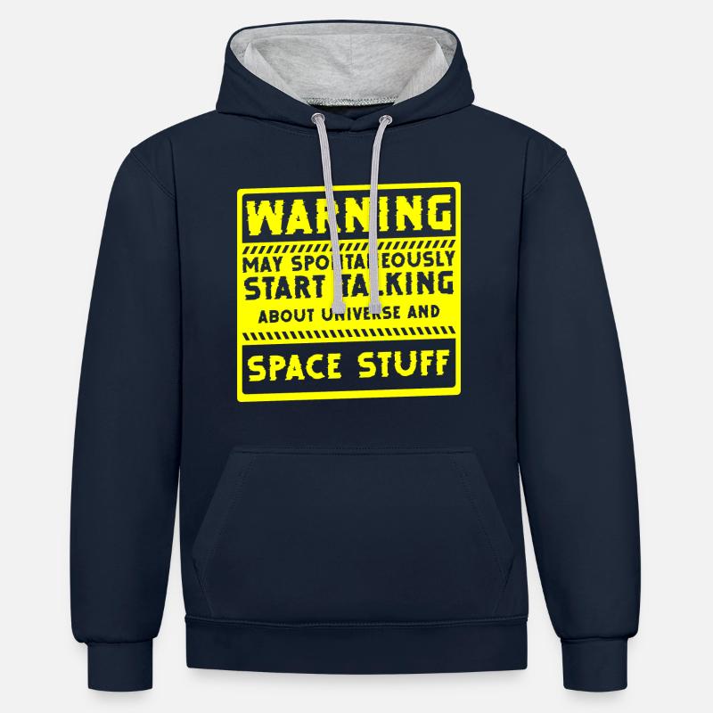 étoiles planète lune terre - Sweat à capuche contrasté - bleu marine/gris chiné