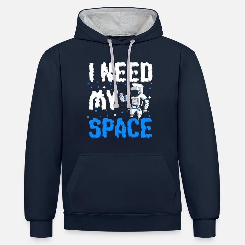 Fusée Star du logo spatial - Sweat à capuche contrasté - bleu marine/gris chiné