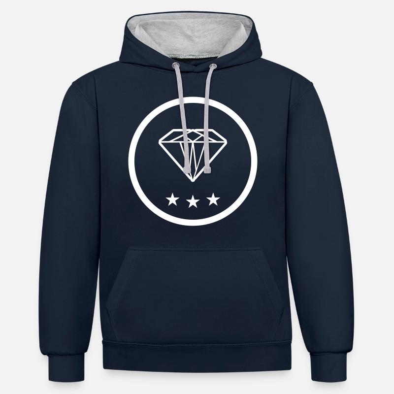 Symbole de diamant - Sweat à capuche contrasté - bleu marine/gris chiné