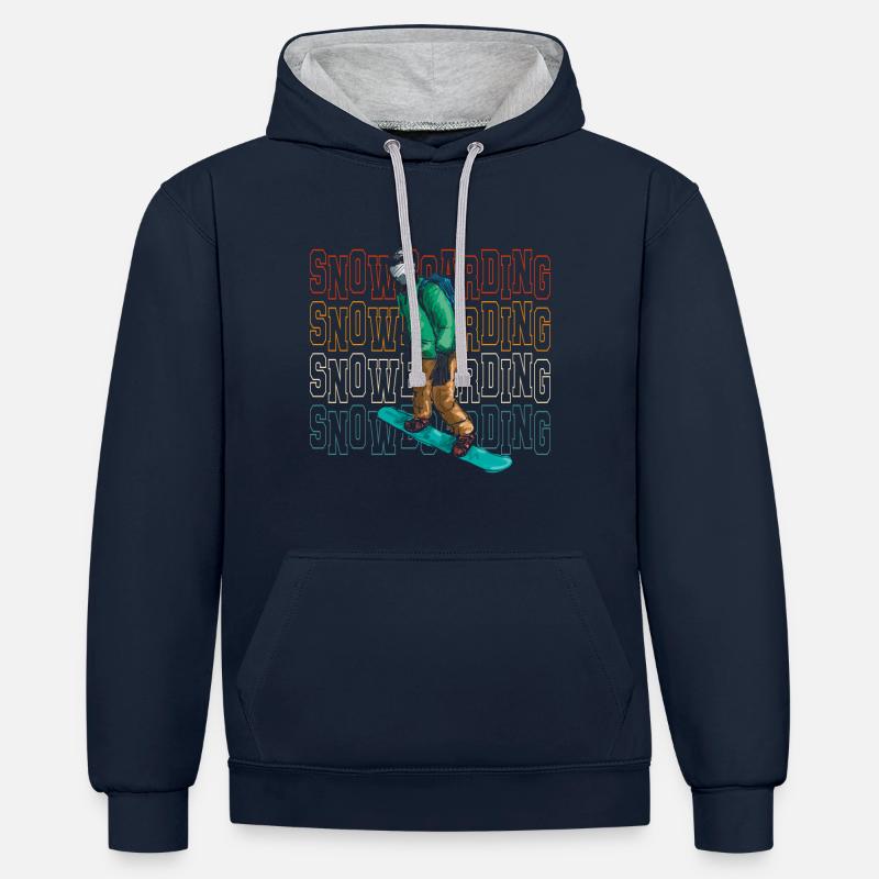 Snowboard Ski - Sweat à capuche contrasté - bleu marine/gris chiné