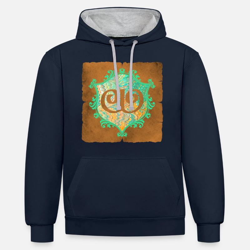 E 36 W - Sweat à capuche contrasté - bleu marine/gris chiné