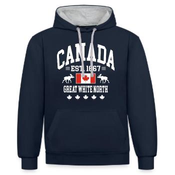 Canada - Sweat à capuche contrasté - bleu marine/gris chiné - Devant - Nico (186cm)
