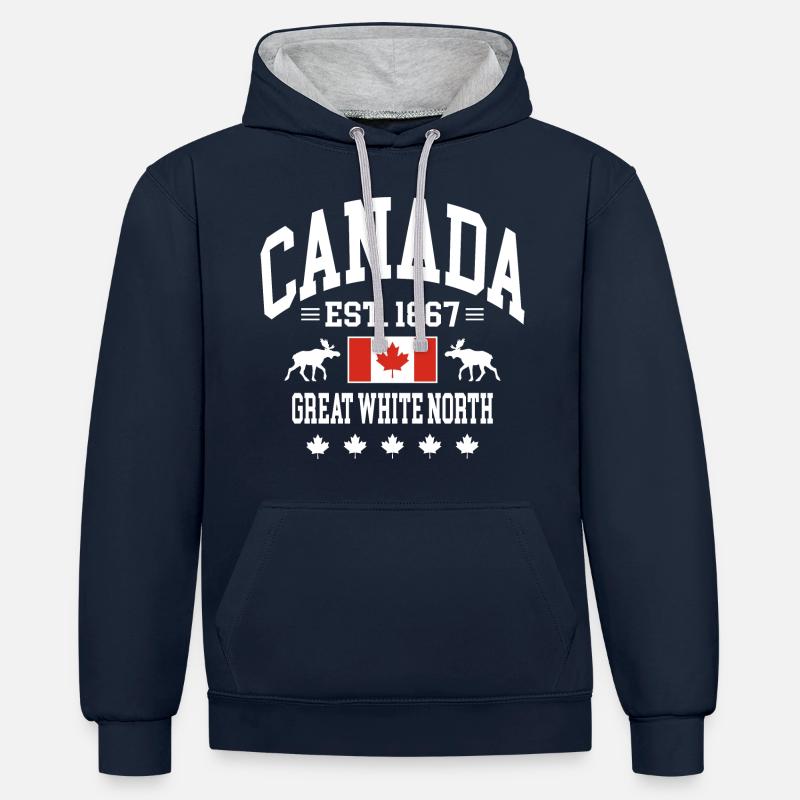 Canada - Sweat à capuche contrasté - bleu marine/gris chiné